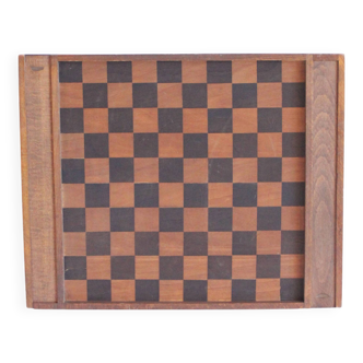 Antique wooden checkers and chess board, 1920s