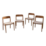 4x Niels Møller chair Model 75 in Oak, 1960s Denmark
