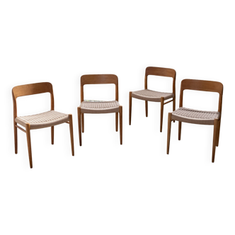 4x Niels Møller chair Model 75 in Oak, 1960s Denmark
