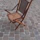 Bamboo folding chair and caning, leather and brass
