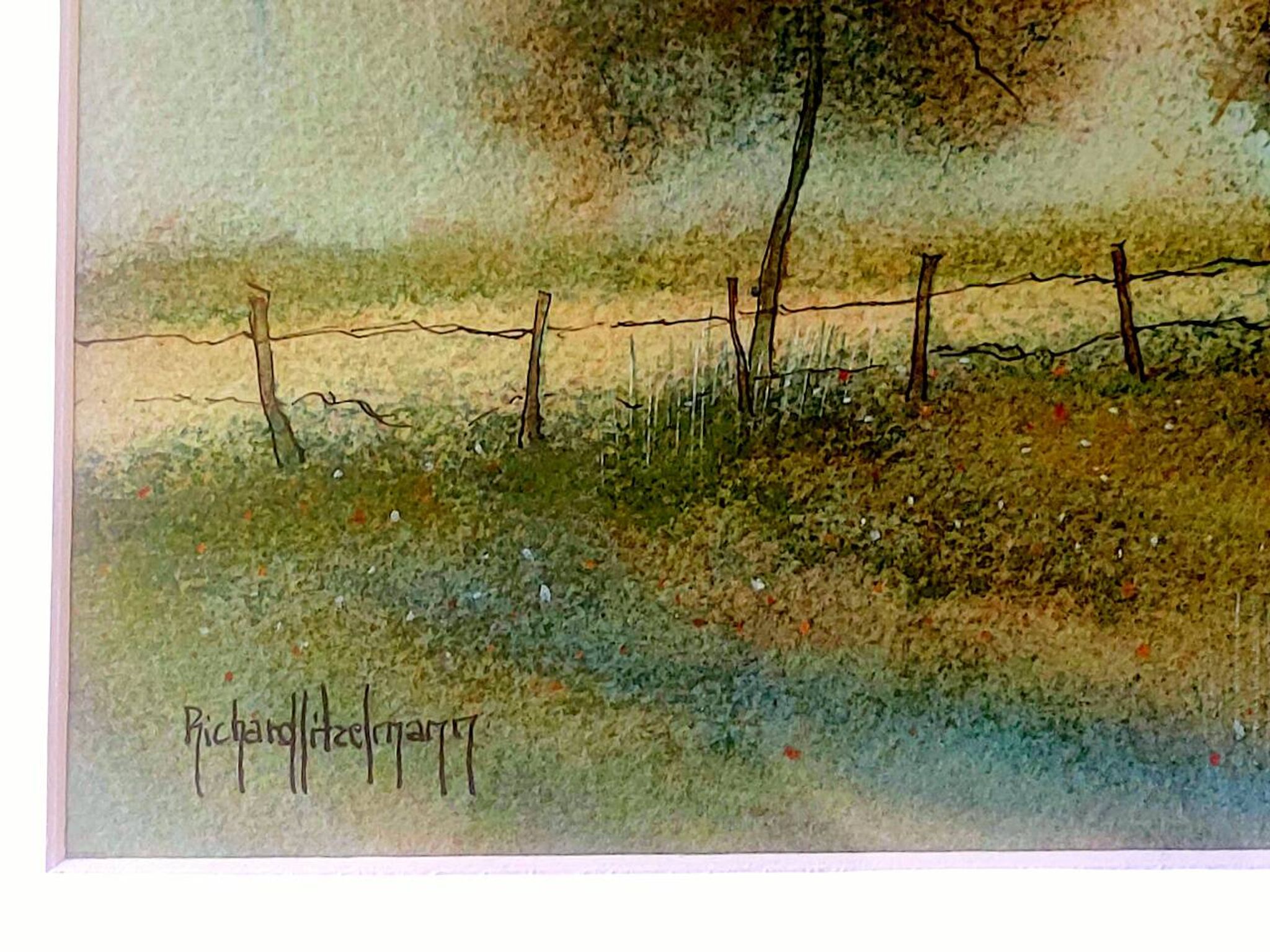 Painting signed Richard LITZELMANN (1951-2020) – Watercolor – Countryside landscape