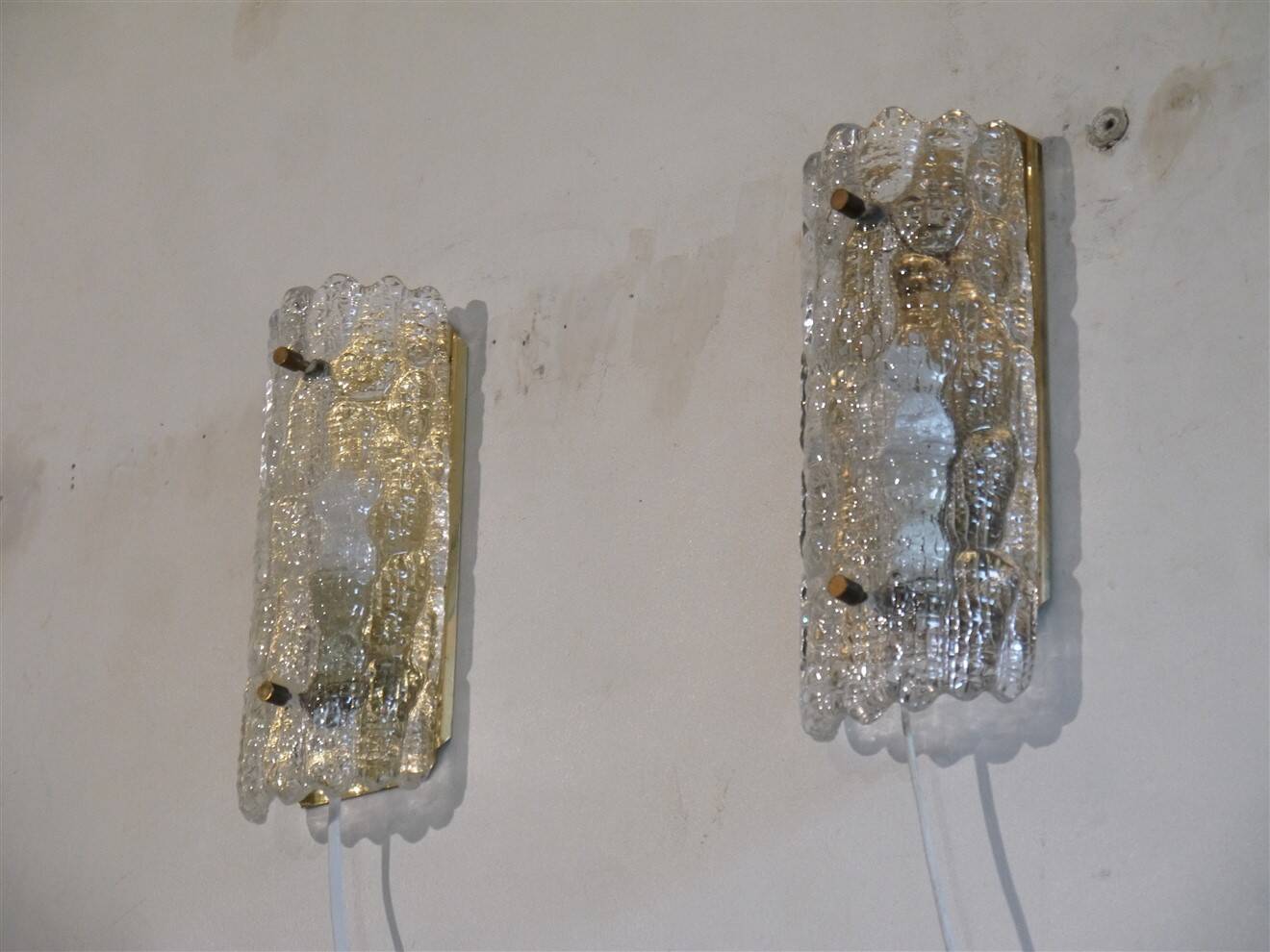 Pair of crystal and brass wall sconces by Carl Fagerlund