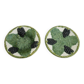 Ceramic grape bowl / slipware – grape and leaf pattern