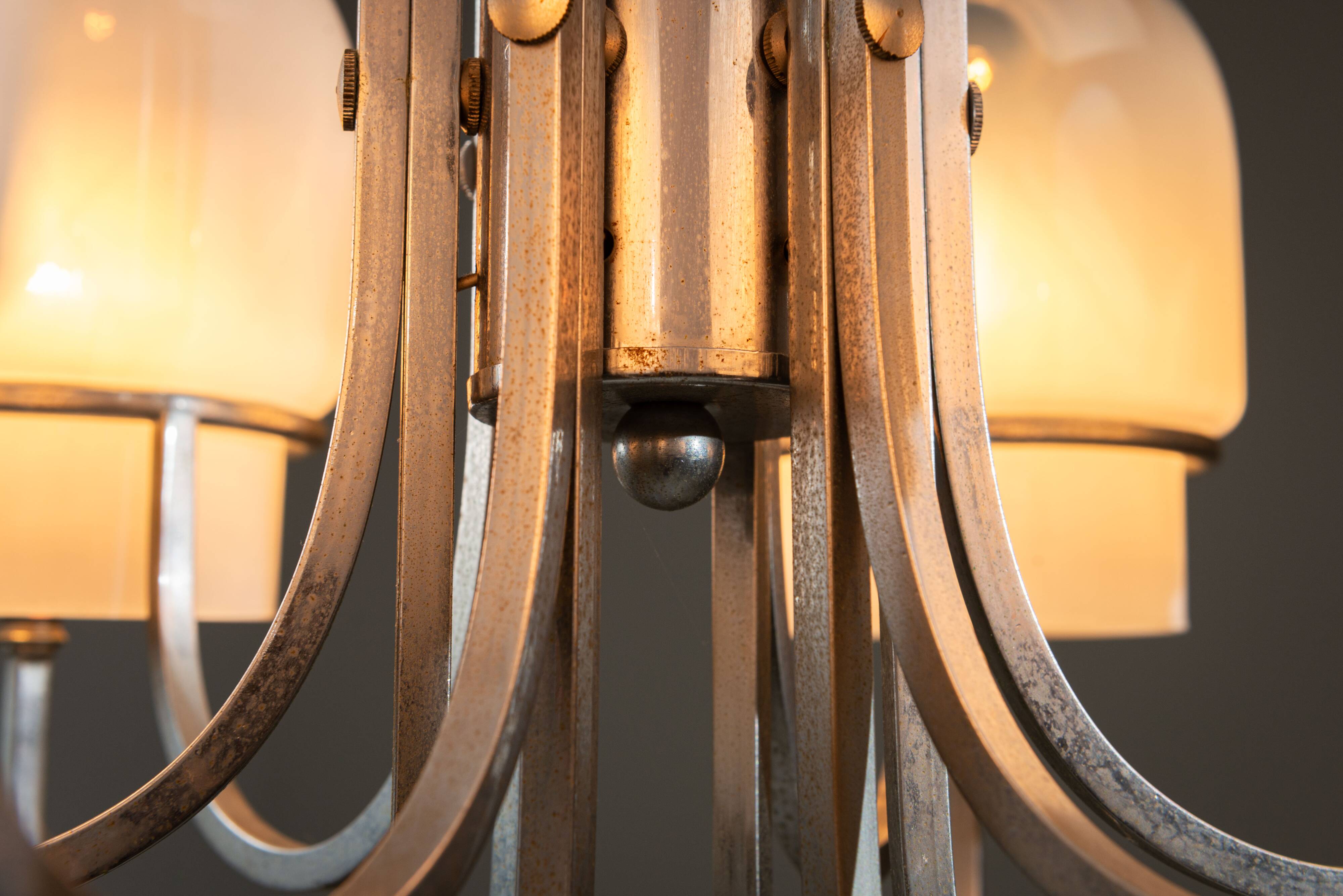 Angelo Gaetano Sciolari chandelier with six misty glass shades