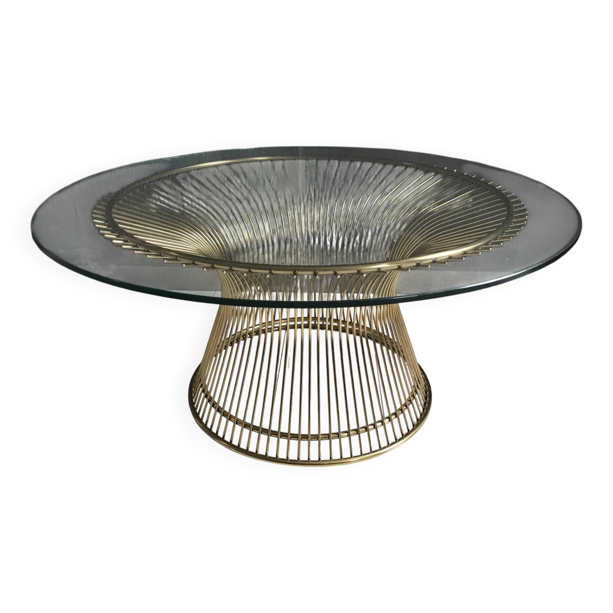 Table basse design en verre et métal doré (80cm)