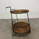 Raoul Guys style metal and rattan serving trolley from the 50s