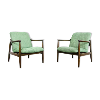 Pair of vintage Gfm-64 armchairs by Edmund Homa, Poland 1960s