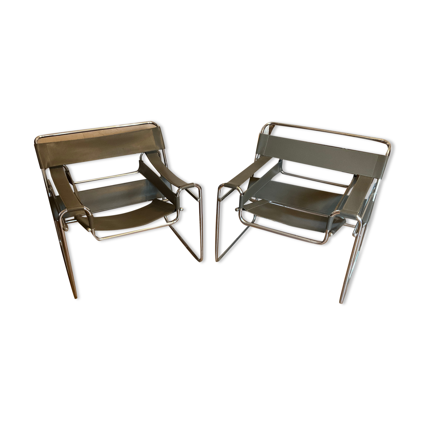 Pair of vintage armchairs B3 vassily by Marcel breuer at the bauhaus circa 1980