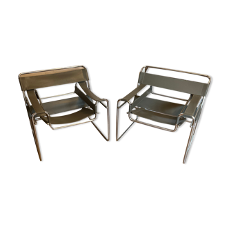 Pair of vintage armchairs B3 vassily by Marcel breuer at the bauhaus circa 1980