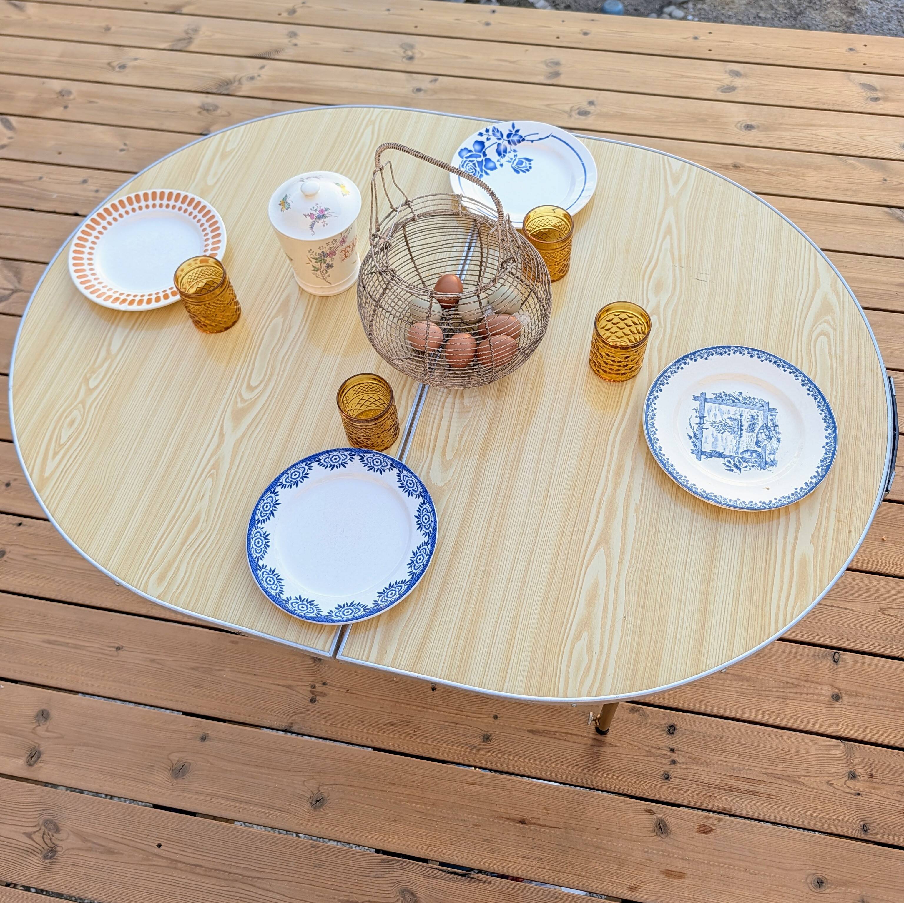 Vintage oval camping folding table