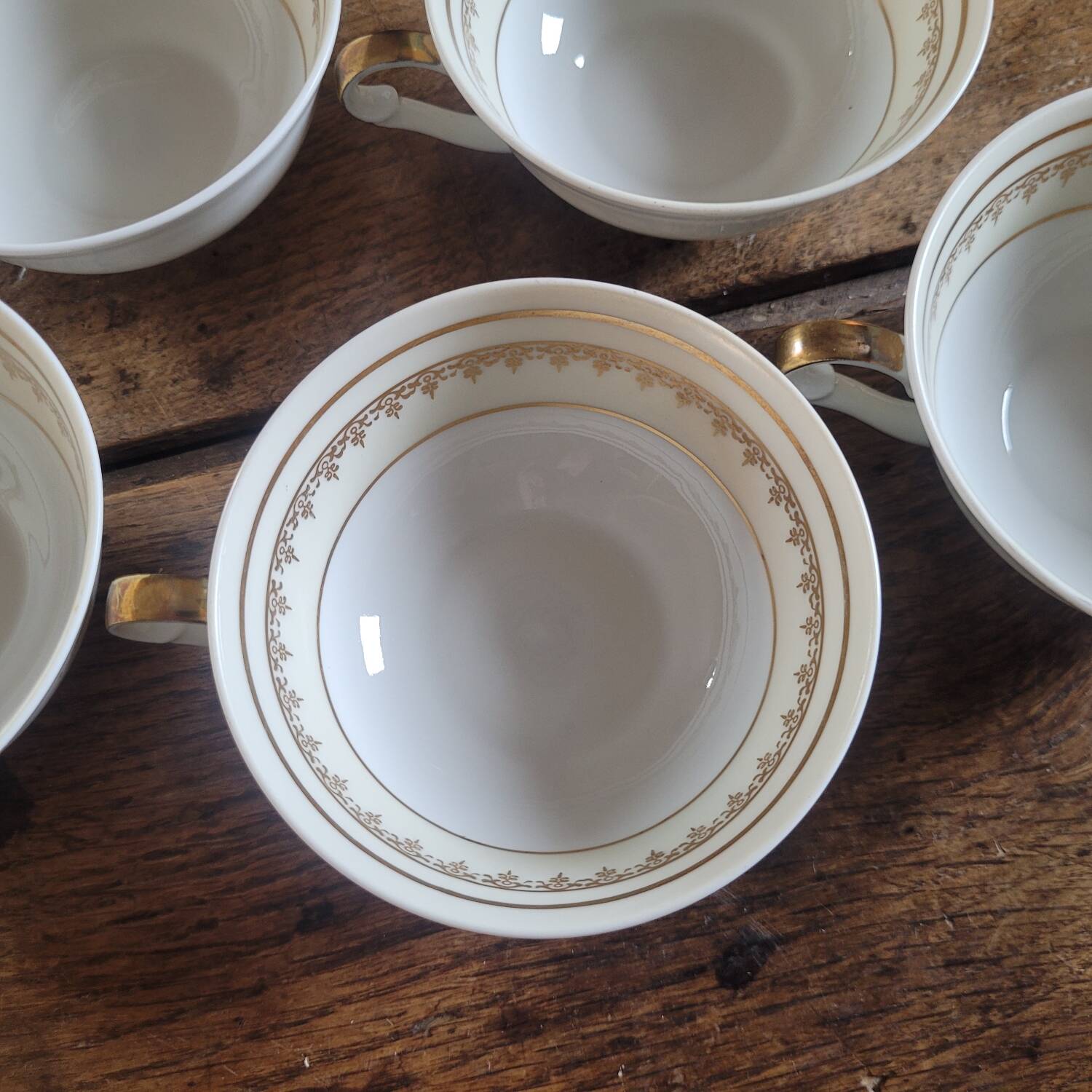 5 porcelain cups from Limoges – A. Lanternier & Cie – gold decoration