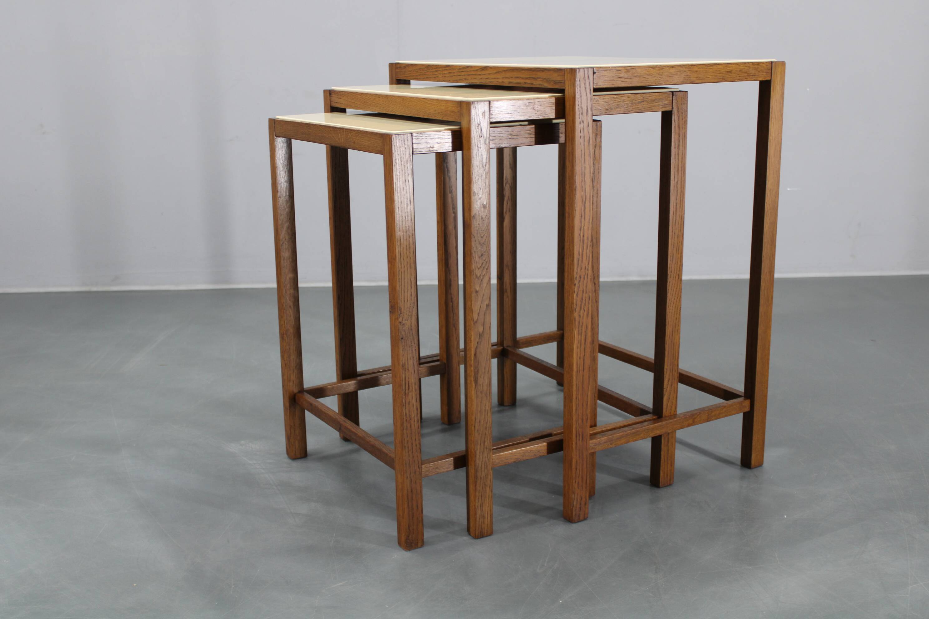 1940s Art Deco Nesting Tables with Opaxy Glass Top, Czechoslovakia