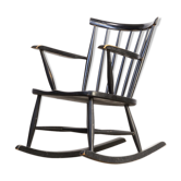 Black lacquered wooden rocking chair 70