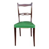 Ensemble italien de six chaises vintage noires et vertes 1960