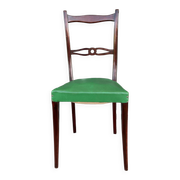 Ensemble italien de six chaises vintage noires et vertes 1960