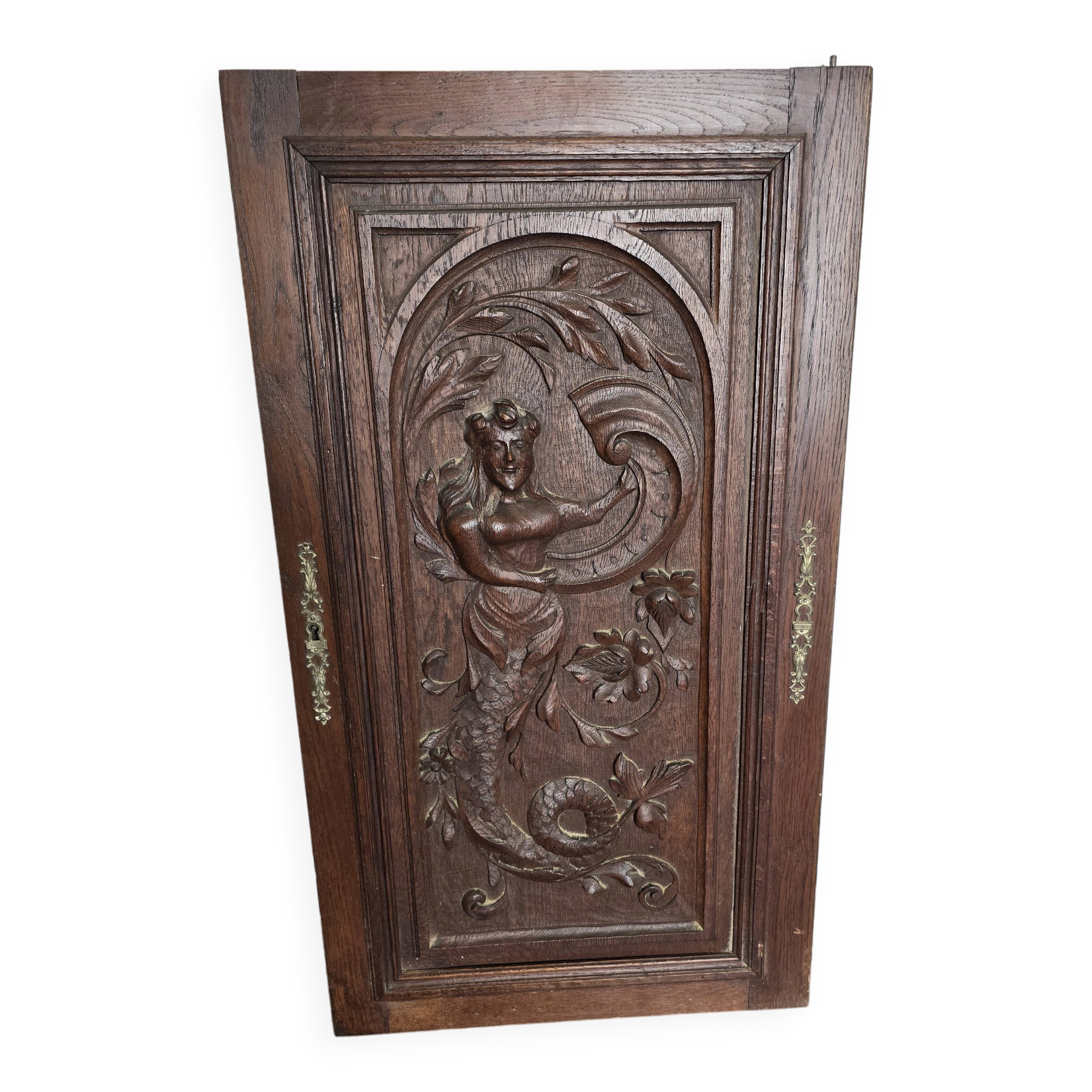 Old carved oak wooden door