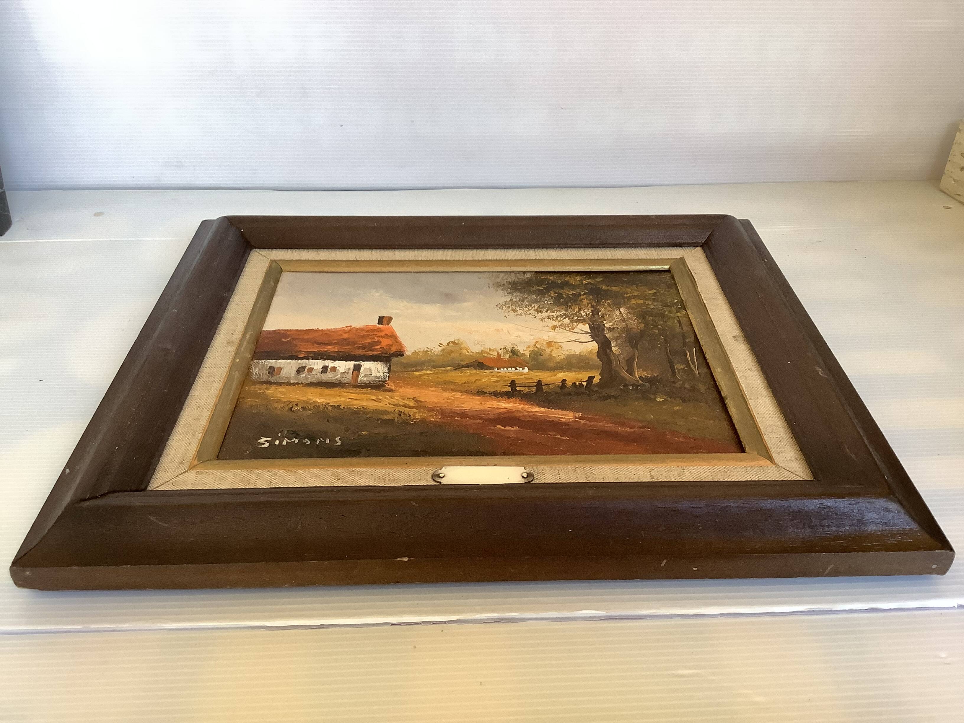 Countryside landscape painting oil on canvas signed