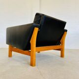 VINTAGE MID-CENTURY POUL M. VOLTHER  LEATHER AND OAK LOUNGE CHAIR 1960,s