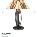 5913 table lamp with brown glass shade Tiffany type