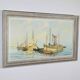 Oil Painting on Hardboard “Trawler and Tuna Boats”, signed G.Lhermitte – Mid 20th century