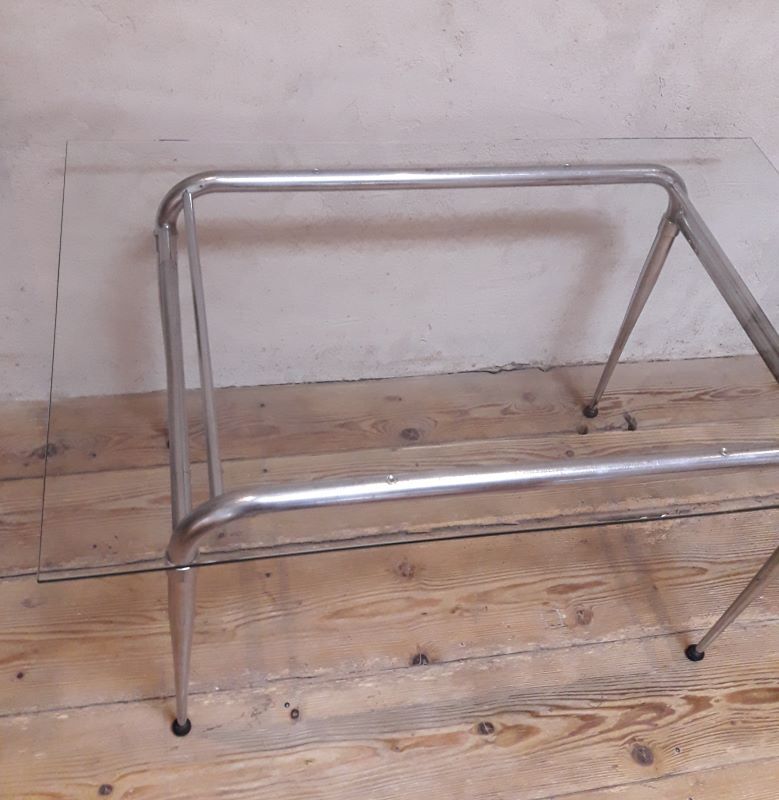 Desk table 120x76cm chrome metal and glass