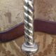 Pair of antique candle holders 19th brass 39 cm