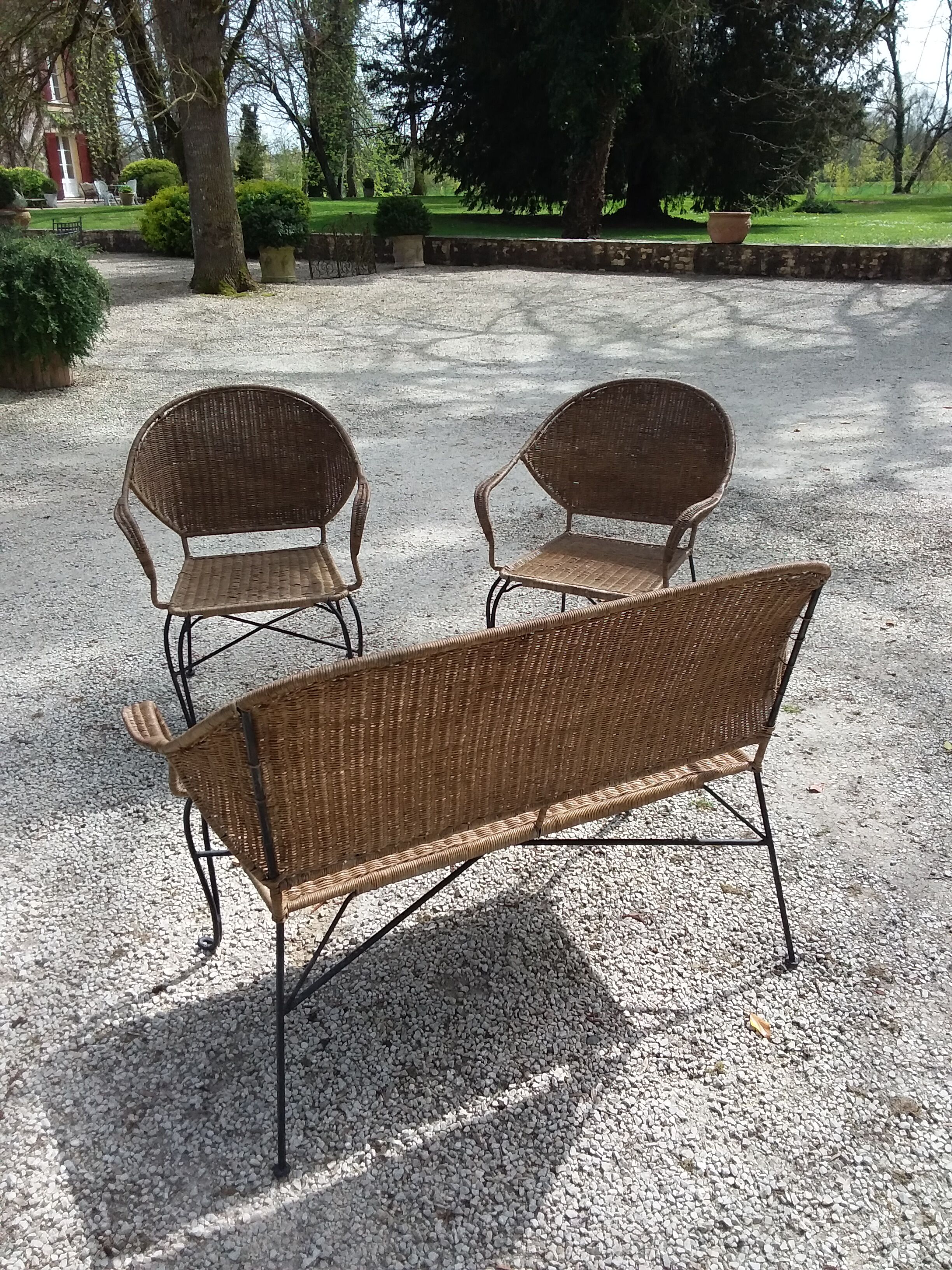 Wicker and iron lounge