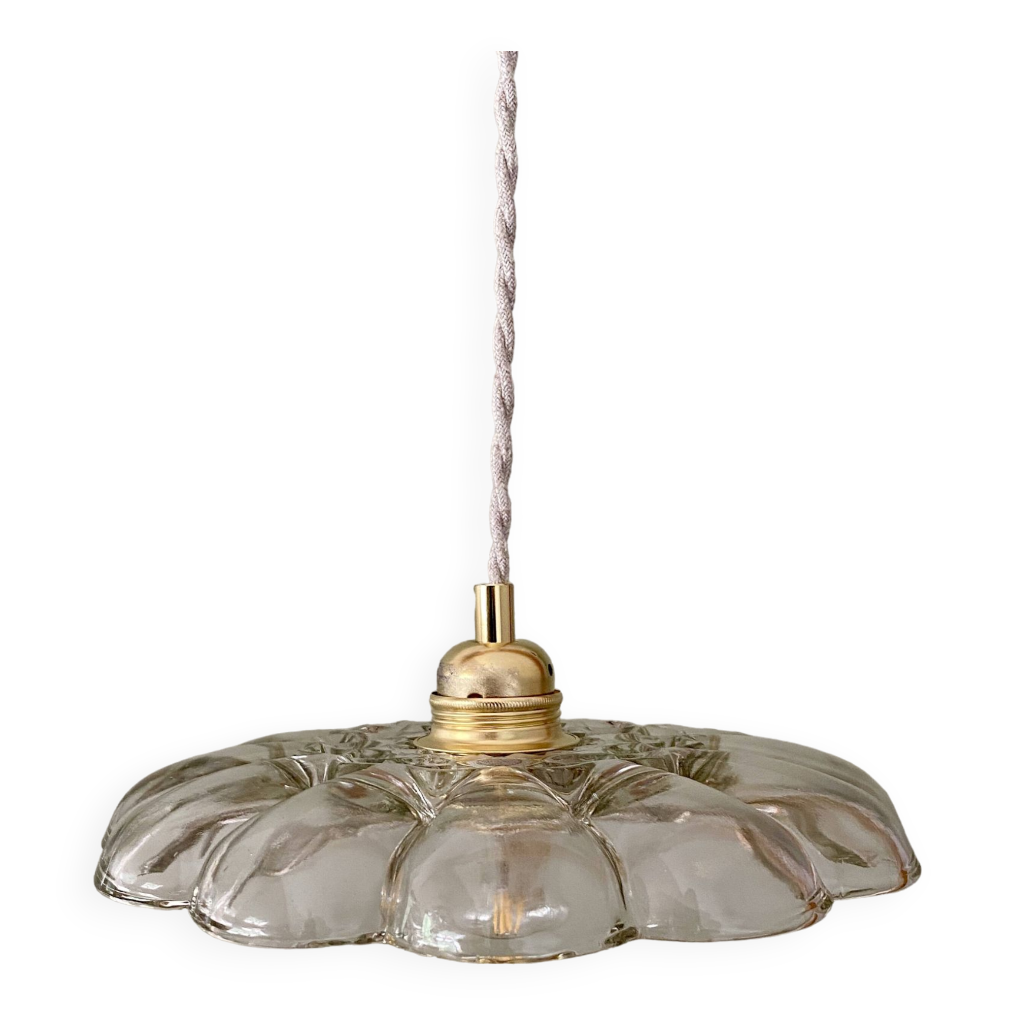 Vintage molded glass lampshade pendant light - tableware collection -