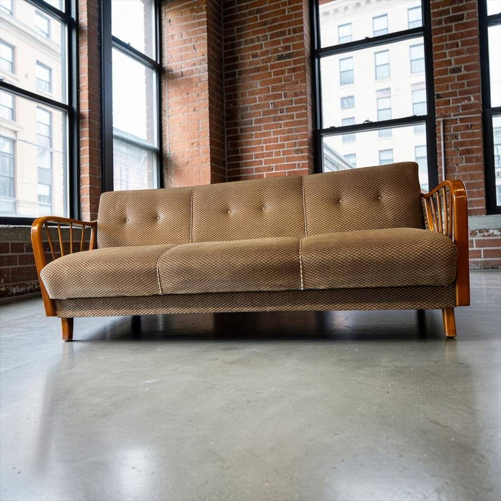 Canapé vintage en bois / canapé-lit / canapé