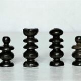 Small chessboard in coral marble and black marble - Italy - Second half of the twentieth century