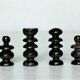 Small chessboard in coral marble and black marble - Italy - Second half of the twentieth century
