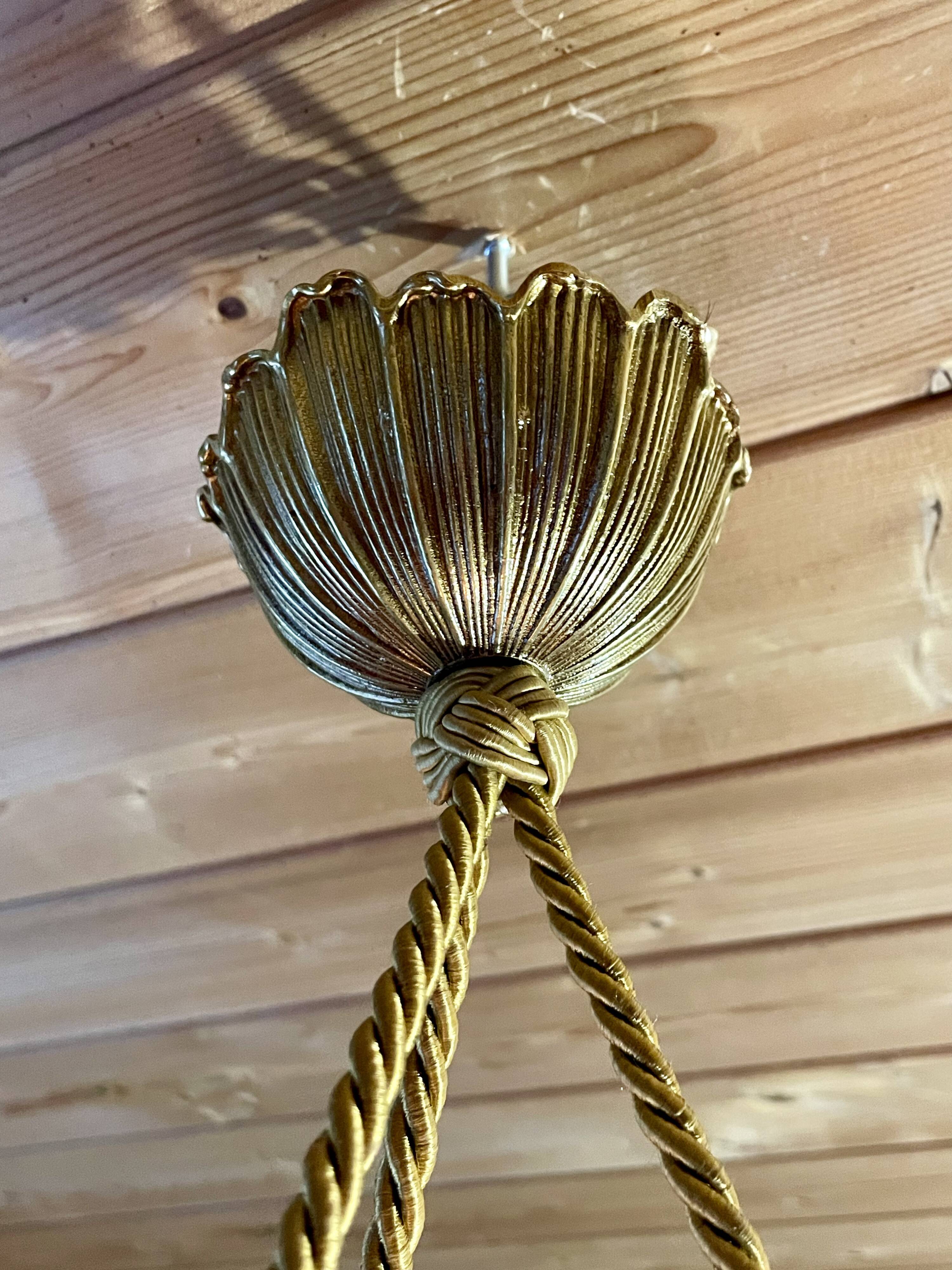 Suspension, chandelier in engraved glass paste "La Rochère", year 80