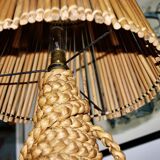 Lampe vintage en jonc tressé et bambou