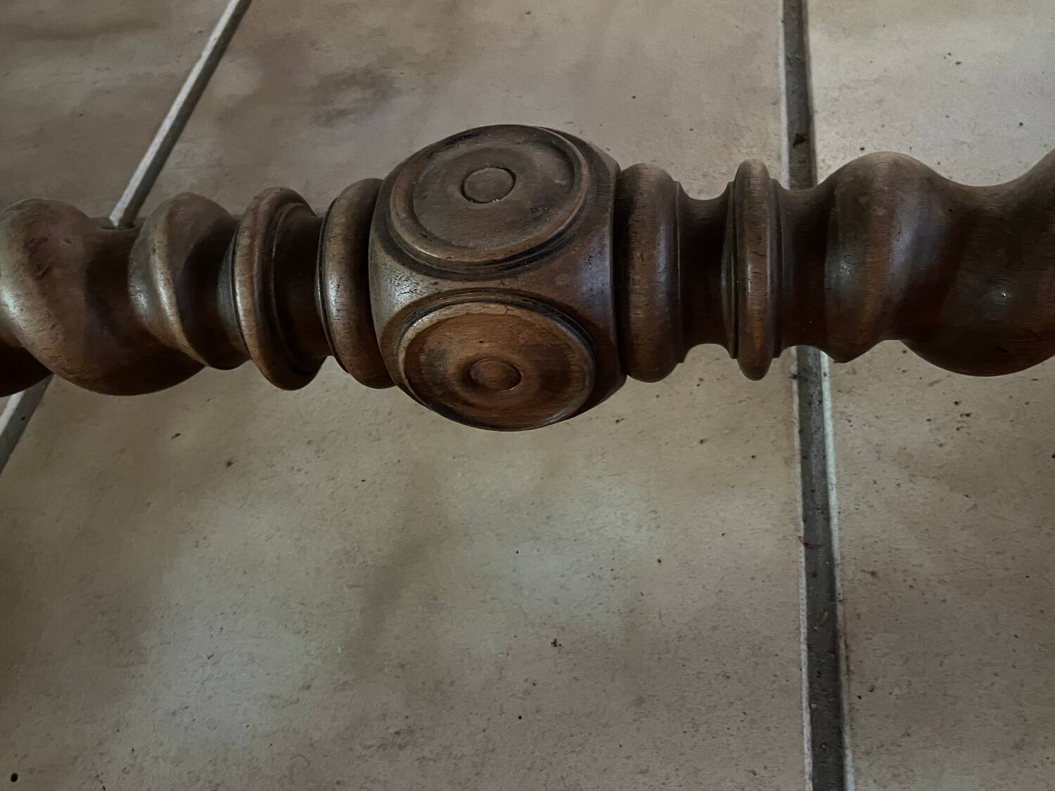 Louis XIII style wooden dining table with spiral turned legs