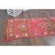1970s Turkish Hand-Knotted Wool Cotton Pink Runner 79x371