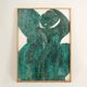 Relief panel "Step out of the frame!" in patinated wood. Contemporary.