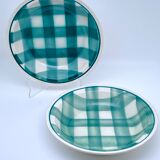 Vintage beige and green checkered service