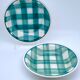Vintage beige and green checkered service