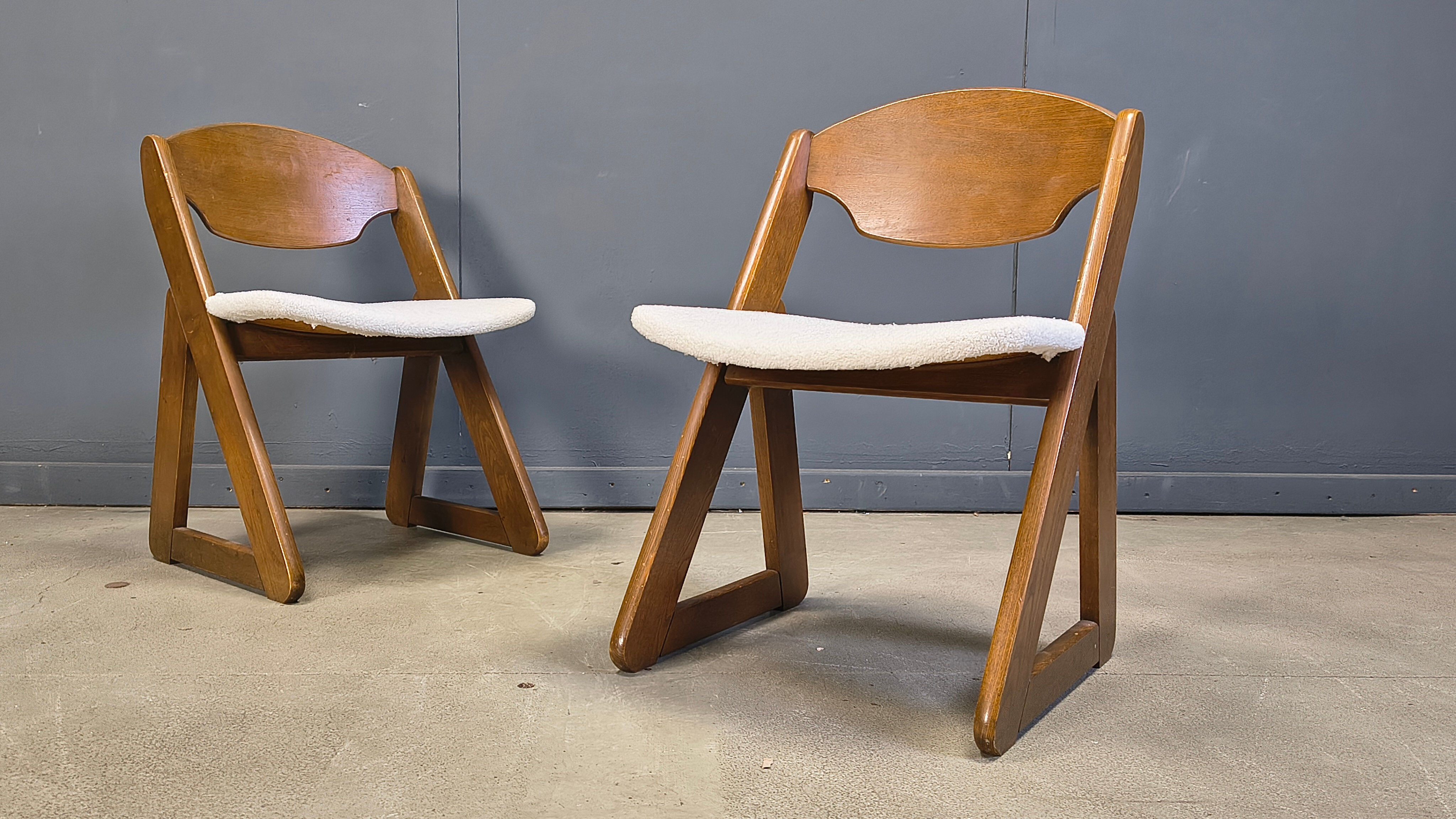 Vintage brutalist dining chairs, set of 6 - 1960s