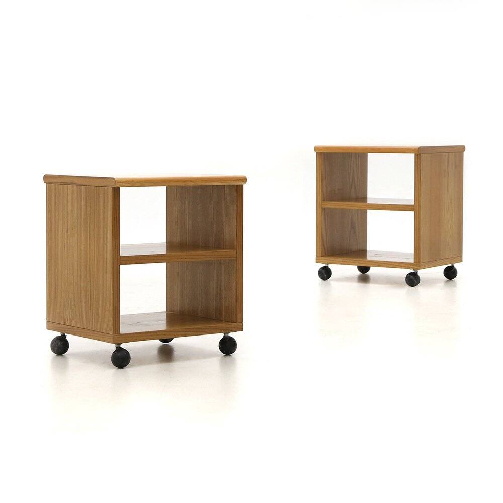 Wooden bedside tables, 1970s, set of 2