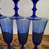 Set of 9 blue Luminarc Champagne flutes