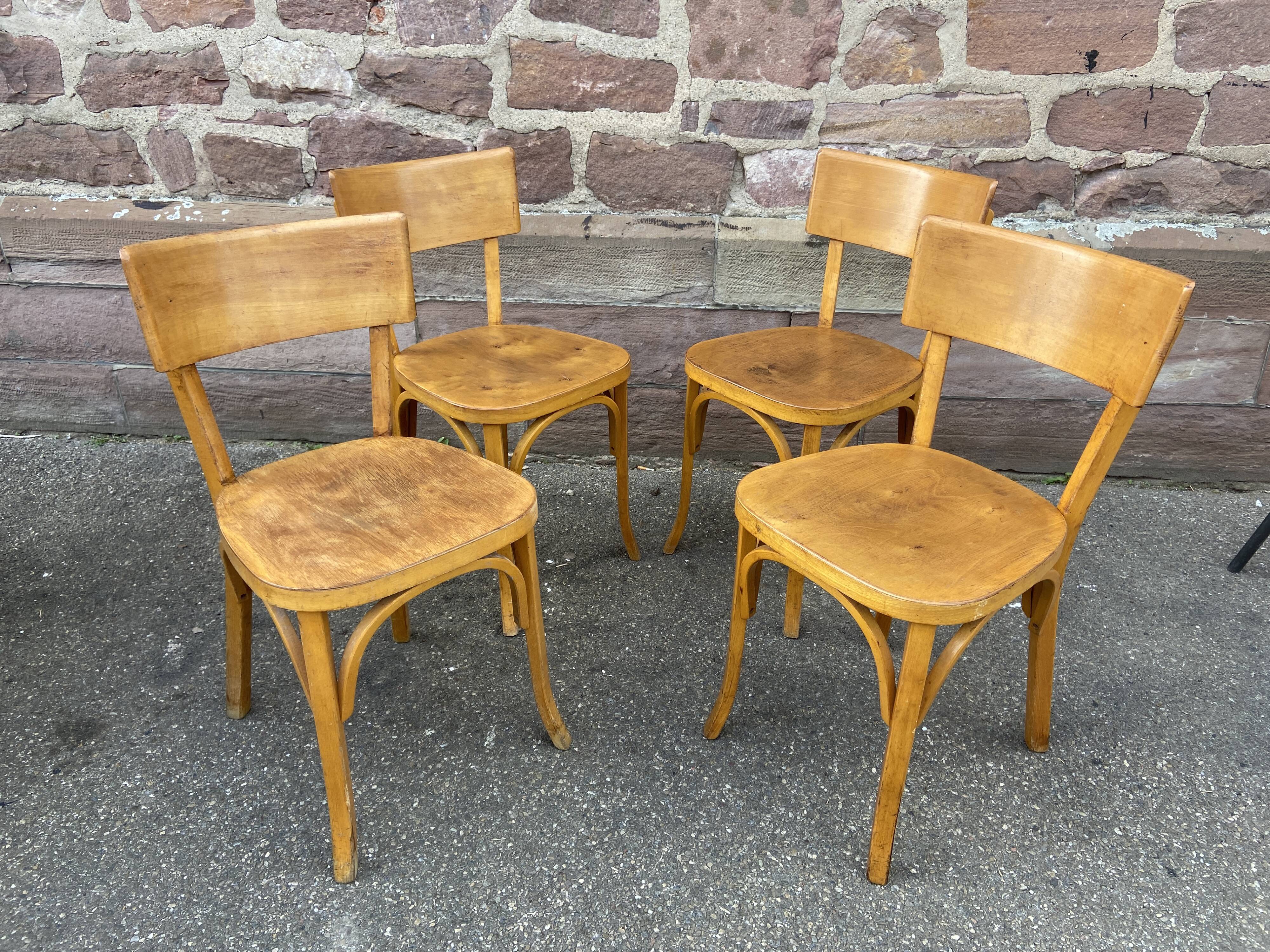 4 chairs bistro café baumann bentwood from the 1950s