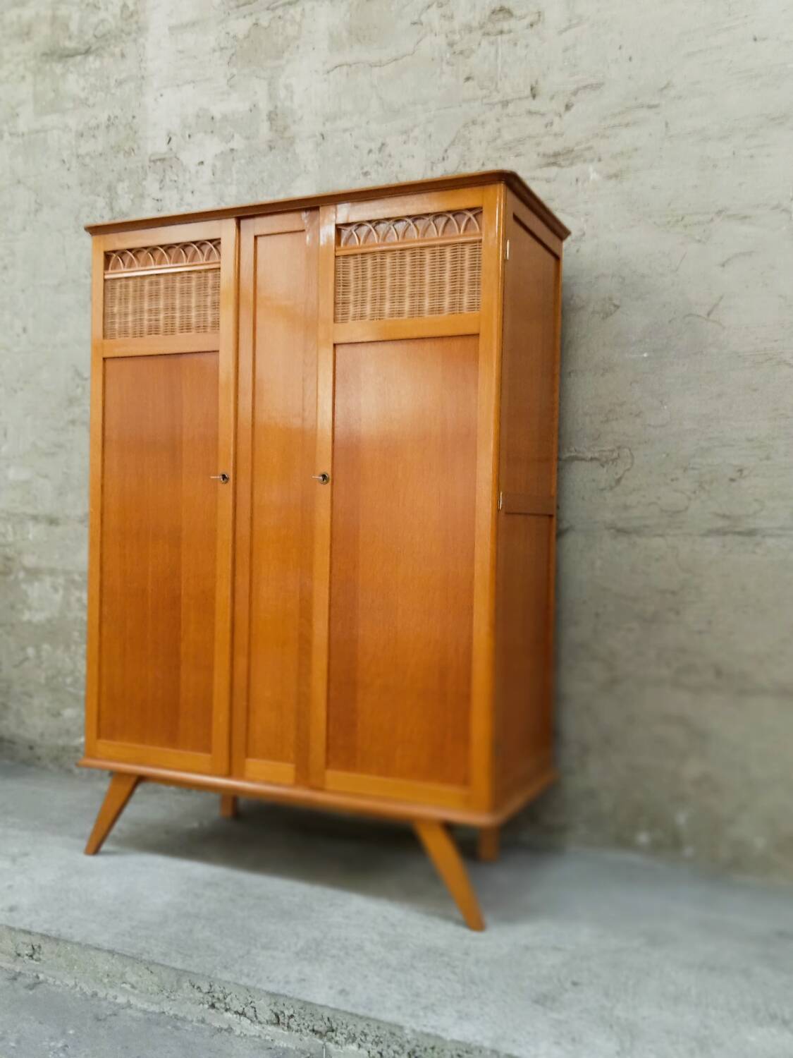 Wood & rattan cabinet