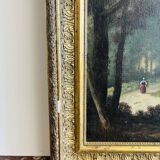 Oil painting on canvas depicting a forest