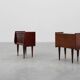 Pair vintage nightstands in wood veneer, Belgium 1950s