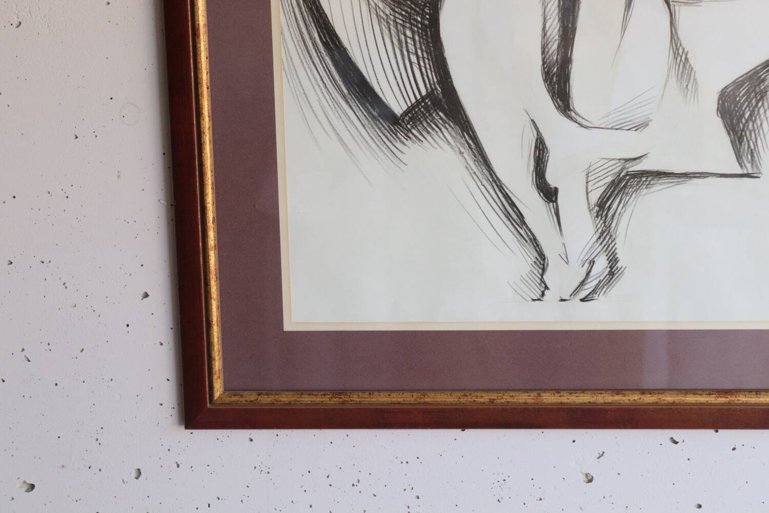 Large framed ink drawing – Embracing couple