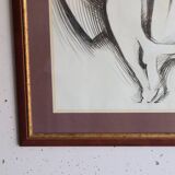 Large framed ink drawing – Embracing couple