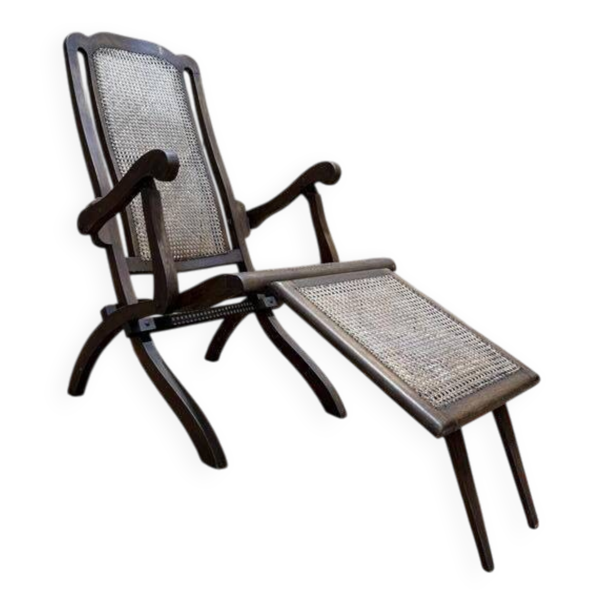 Chaise longue de bateau pliable en cannage