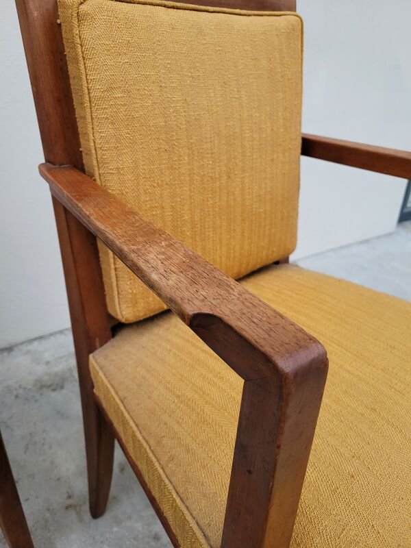 Paire de fauteuils bridge époque art déco en noyer