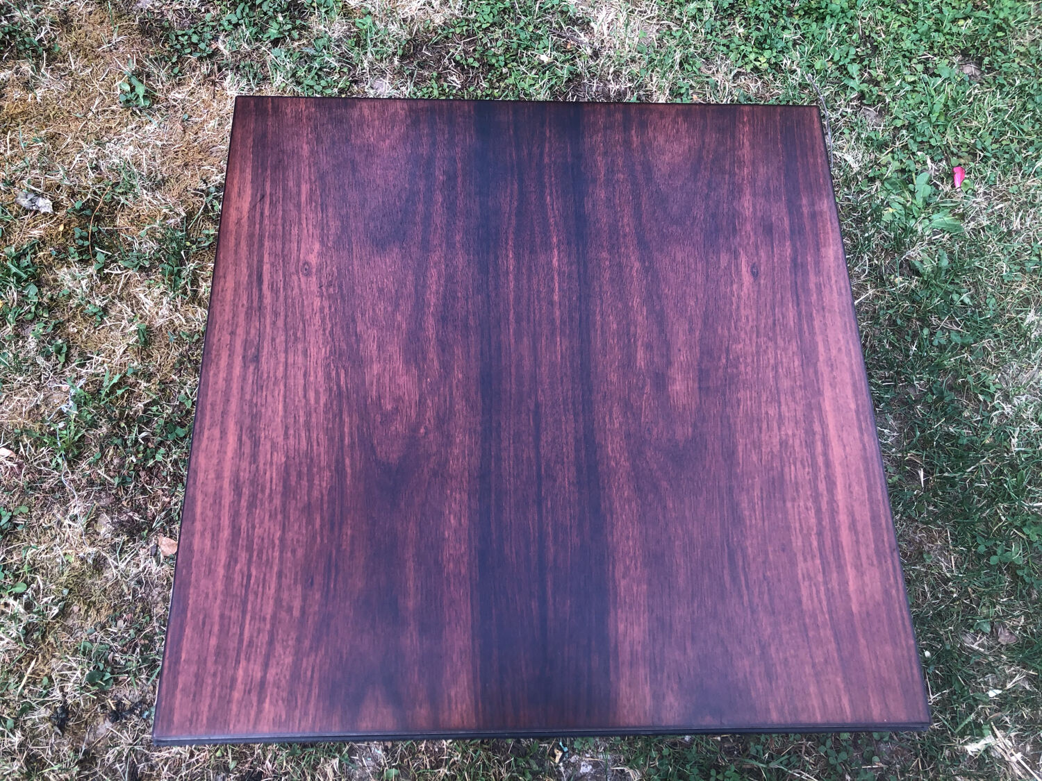 Square black metal coffee table and rosewood top circa 1960